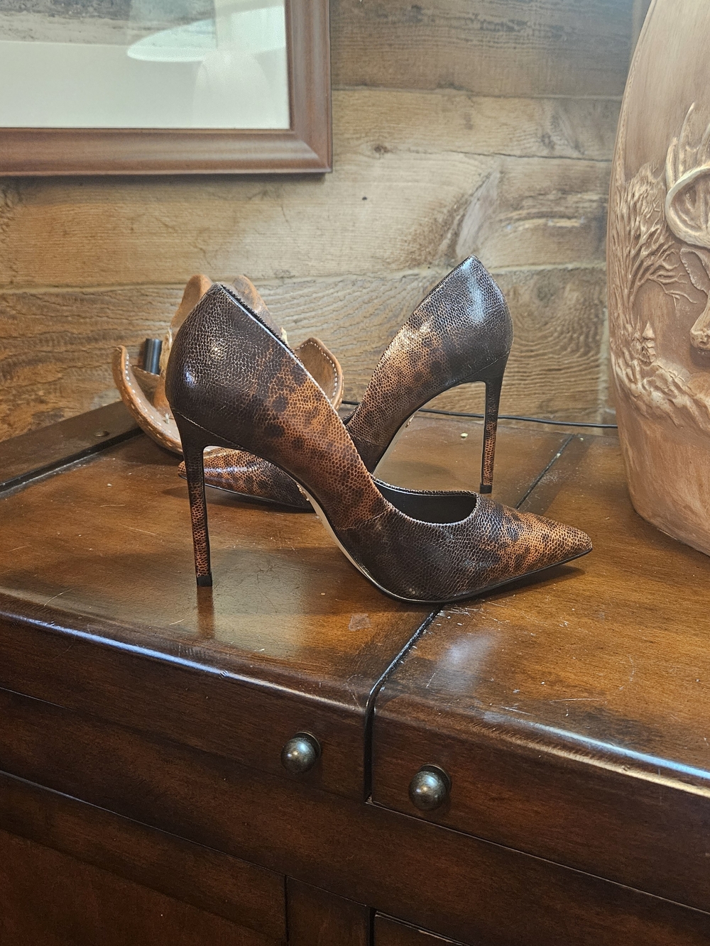 Aldo Brown Snakeskin Pointed Stiletto Pumps